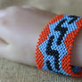 Art# K12 3.5 + Original Kayapo Traditional Peyote stitch Beaded Bracelet from Brazil.