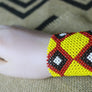 Art# K61 3.5+ inch Original Kayapo Traditional Peyote stitch Beaded Bracelet from Brazil.