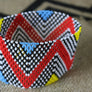 Art# K89 4+ inch Original Kayapo Traditional Peyote stitch Beaded Bracelet from Brazil.