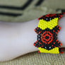 Art# K132 3.5+ inch Original Kayapo Traditional Peyote stitch Beaded Bracelet from Brazil.
