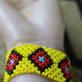 Art# K137 4 inch Original Kayapo Traditional Peyote stitch Beaded Bracelet from Brazil.