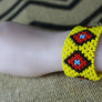 Art# K137 4 inch Original Kayapo Traditional Peyote stitch Beaded Bracelet from Brazil.