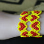 Art# K148 3.5+ inch Original Kayapo Traditional Peyote stitch Beaded Bracelet from Brazil.