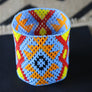 Art# K167 3.5 inch Original Kayapo Traditional Peyote stitch Beaded Bracelet from Brazil.