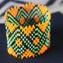 Art# K188 3+inch. Original Kayapo Traditional Peyote stitch Beaded Bracelet from Brazil.