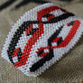 Art# K189 4+inch. Original Kayapo Traditional Peyote stitch Beaded Bracelet from Brazil.