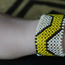 Art# K194 3.5+ inch. Original Kayapo Traditional Peyote stitch Beaded Bracelet from Brazil.