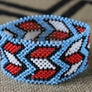 Art# K197 3.5+ inch. Original Kayapo Traditional Peyote stitch Beaded Bracelet from Brazil.