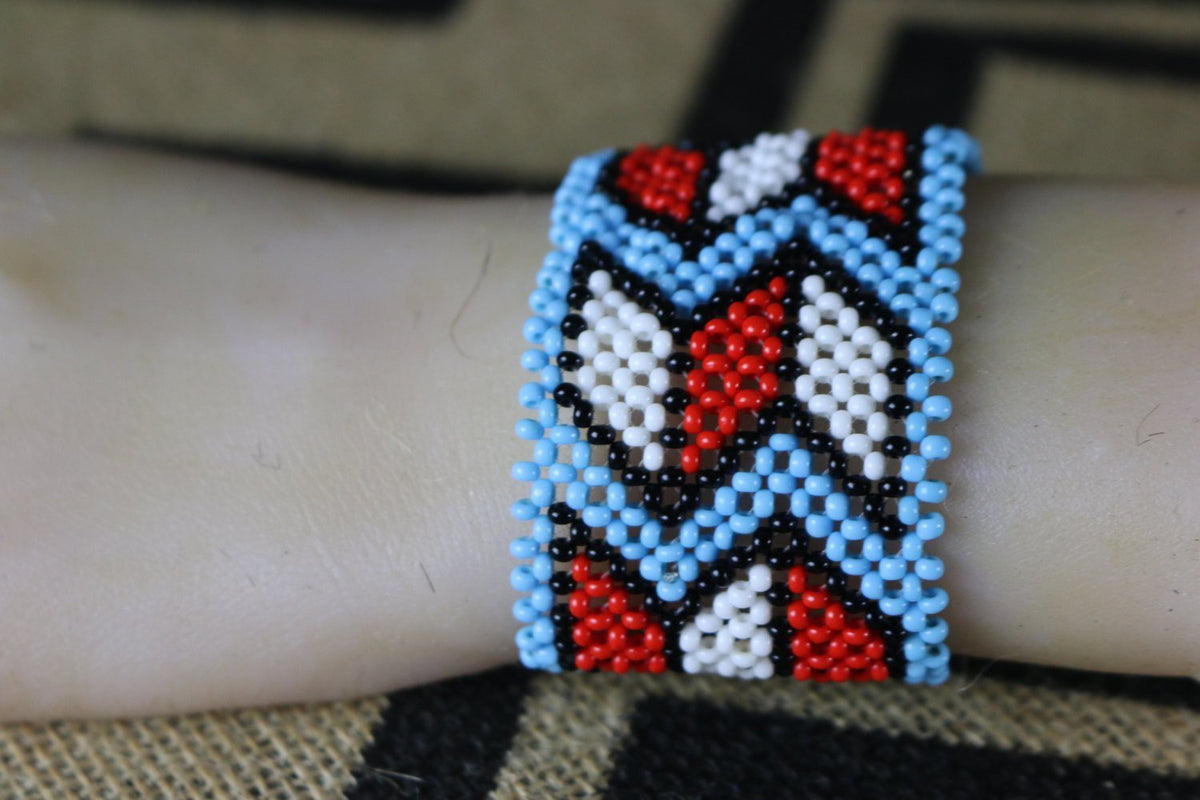 TYPESERVICE ♥ Beaded Handmade Knitted Bag/追跡付 Jagua Ink Tribe - Art# K197 3.5+ inch. Original Kayapo