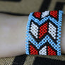 Art# K197 3.5+ inch. Original Kayapo Traditional Peyote stitch Beaded Bracelet from Brazil.