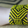 Art# K198 3+ inch. Original Kayapo Traditional Peyote stitch Beaded Bracelet from Brazil.