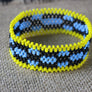 Art# K200 4 inch. Original Kayapo Traditional Peyote stitch Beaded Bracelet from Brazil.