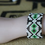 Art# K202 3+inch. Original Kayapo Traditional Peyote stitch Beaded Bracelet from Brazil.