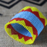 Art# K214 3.5+inch. Original Kayapo Traditional Peyote stitch Beaded Bracelet from Brazil.