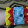 Art# K214 3.5+inch. Original Kayapo Traditional Peyote stitch Beaded Bracelet from Brazil.