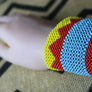 Art# K214 3.5+inch. Original Kayapo Traditional Peyote stitch Beaded Bracelet from Brazil.