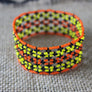Art# K227 3+ inch. Original Kayapo Traditional Peyote stitch Beaded Bracelet from Brazil.