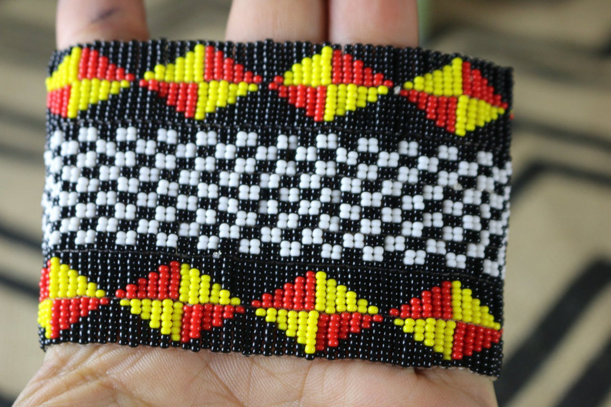 Art# K238 3.5+ inch. Original Kayapo Traditional Peyote stitch Beaded Bracelet from Brazil.