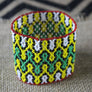 Art# K240 3+ inch. Original Kayapo Traditional Peyote stitch Beaded Bracelet from Brazil.
