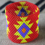 Art# K241 3.5+ inch. Original Kayapo Traditional Peyote stitch Beaded Bracelet from Brazil.