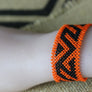 Art# K243 3+ inch. Original Kayapo Traditional Peyote stitch Beaded Bracelet from Brazil.