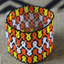 Art# K244 3+ inch. Original Kayapo Traditional Peyote stitch Beaded Bracelet from Brazil.