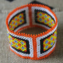 Art# K252 4.5+ inch. Original Kayapo Traditional Peyote stitch Beaded Bracelet from Brazil.