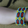 Art# K257 3+ inch. Original Kayapo Traditional Peyote stitch Beaded Bracelet from Brazil.