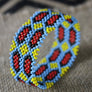Art# K257 3+ inch. Original Kayapo Traditional Peyote stitch Beaded Bracelet from Brazil.