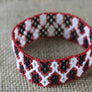 Art# K263 3+ inch. Original Kayapo Traditional Peyote stitch Beaded Bracelet from Brazil.