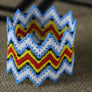 Art# K293 3+ inch. Original Kayapo Traditional Peyote stitch Beaded Bracelet from Brazil.