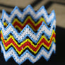 Art# K293 3+ inch. Original Kayapo Traditional Peyote stitch Beaded Bracelet from Brazil.
