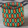 Art# K295 3+ inch. Original Kayapo Traditional Peyote stitch Beaded Bracelet from Brazil.
