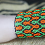 Art# K295 3+ inch. Original Kayapo Traditional Peyote stitch Beaded Bracelet from Brazil.
