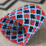 Art# K297 3+ inch. Original Kayapo Traditional Peyote stitch Beaded Bracelet from Brazil.