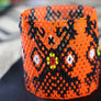 Art# K299 3.5 inch. Original Kayapo Traditional Peyote stitch Beaded Bracelet from Brazil.