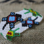 Art# K305 3.5 inch. Original Kayapo Traditional Peyote stitch Beaded Bracelet from Brazil.