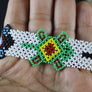 Art# K305 3.5 inch. Original Kayapo Traditional Peyote stitch Beaded Bracelet from Brazil.
