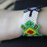 Art# K305 3.5 inch. Original Kayapo Traditional Peyote stitch Beaded Bracelet from Brazil.