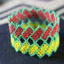 Art# K318 3+ inch. Original Kayapo Traditional Peyote stitch Beaded Bracelet from Brazil.