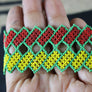 Art# K318 3+ inch. Original Kayapo Traditional Peyote stitch Beaded Bracelet from Brazil.