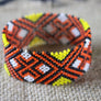 Art# K343 3+ inch. Original Kayapo Traditional Peyote stitch Beaded Bracelet from Brazil