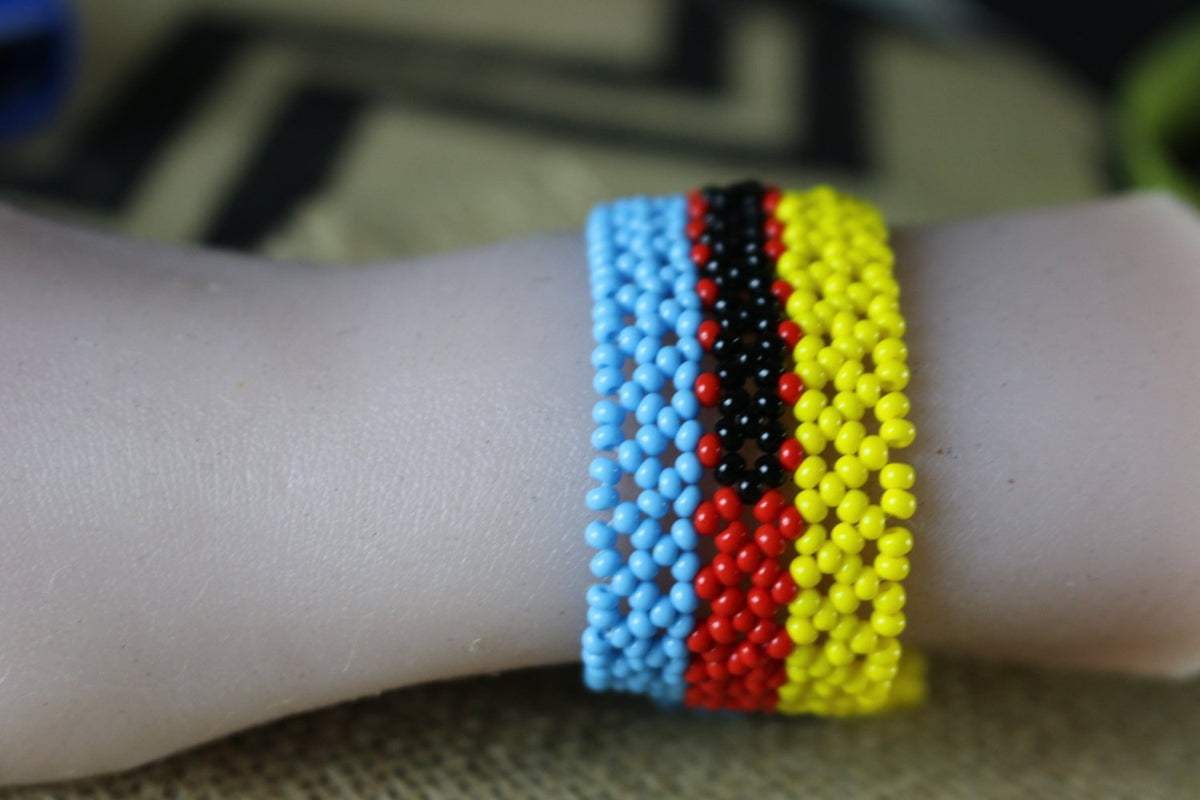 Art# K360 3.5+ inch. Original Kayapo Traditional Peyote stitch Beaded Bracelet from Brazil