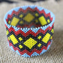 Art# K369 3+ inch. Original Kayapo Traditional Peyote stitch Beaded Bracelet from Brazil