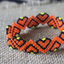Art# K374 3+ inch. Original Kayapo Traditional Peyote stitch Beaded Bracelet from Brazil