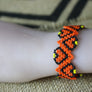 Art# K374 3+ inch. Original Kayapo Traditional Peyote stitch Beaded Bracelet from Brazil