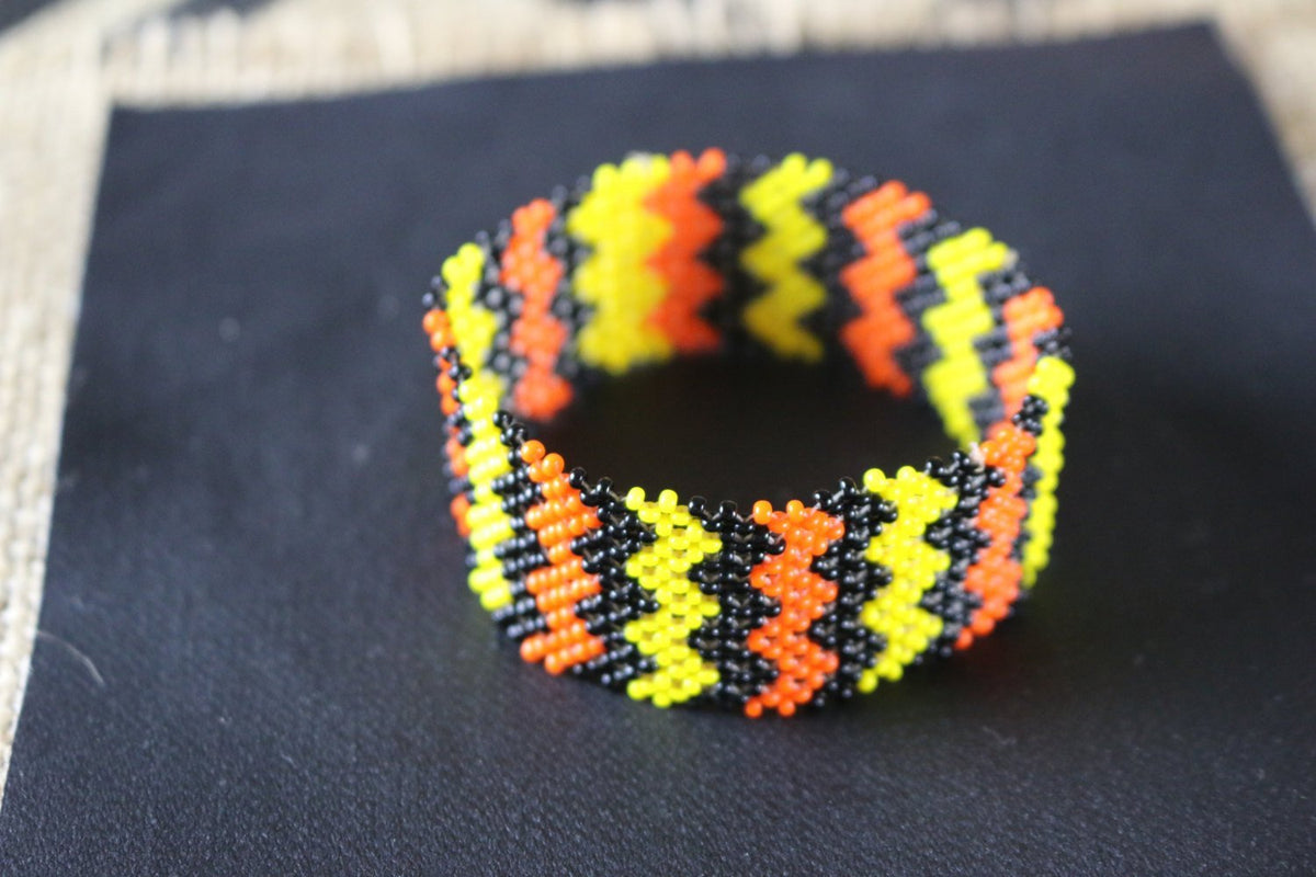 Art# K377 3 inch. Original Kayapo Traditional Peyote stitch Beaded Bracelet from Brazil