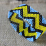 Art# K410 3+ inch. Original Kayapo Traditional Peyote stitch Beaded Bracelet from Brazil ITEM# K410
