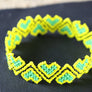 Art# K414 3.5+ inch. Original Kayapo Traditional Peyote stitch Beaded Bracelet from Brazil