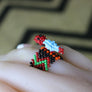 Art# K432 1 inch. Original Kayapo Traditional Peyote stitch Beaded Ring from Brazil